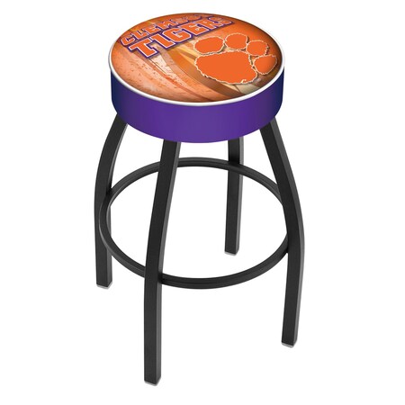 Holland Bar Stool Co 25" 4" Clemson Cushion Seat, Blk Wrinkle Base Swivel Bar Stool L8B125Clmson-D2